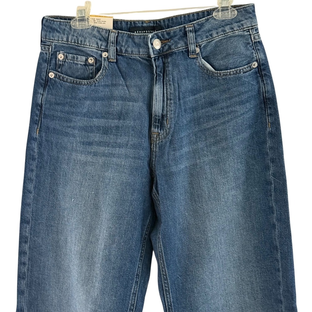 NWT Aeropostale‎ Women's Size 8 High Rise Full Wide Leg Jeans Dark Wash 5-pocket - Picture 6 of 16